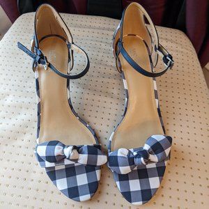 NEW Michael Kors blue and white heeled sandal with bow size 8M